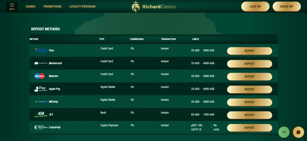 richard casino payment